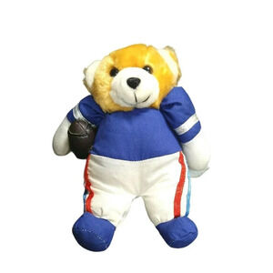 Vintage Hugfun Football Bear Plush Stuffed Animal Toy Age 5 and Up Blue 7 inch
